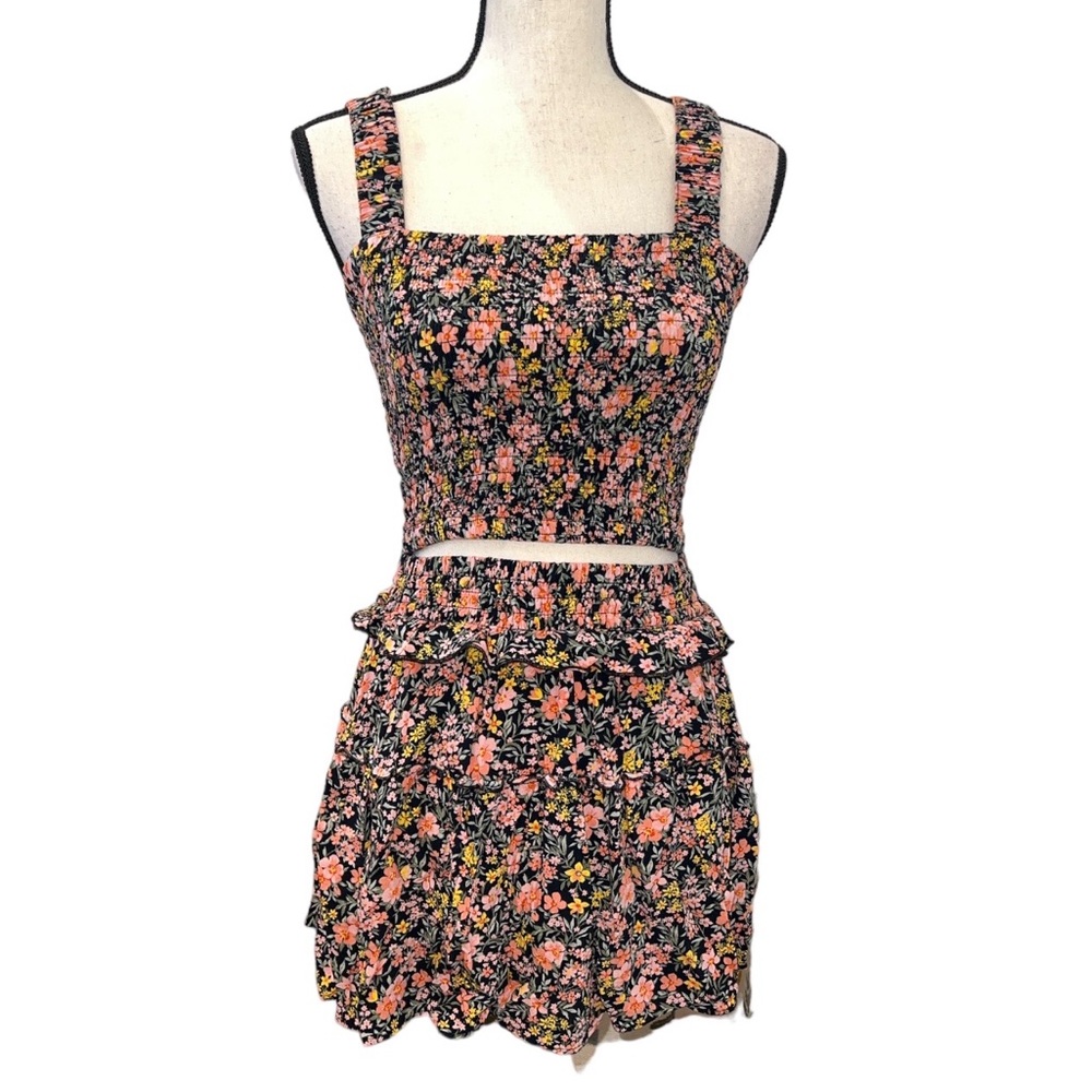 American Eagle Floral Two Piece Mini Skirt Set